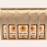 Green Coffee Five 2 Lb. Bags Stacked